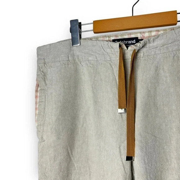 Betabrand Tan Linen Drawstring Loose Fit Ankle Pants - Picture 3 of 8